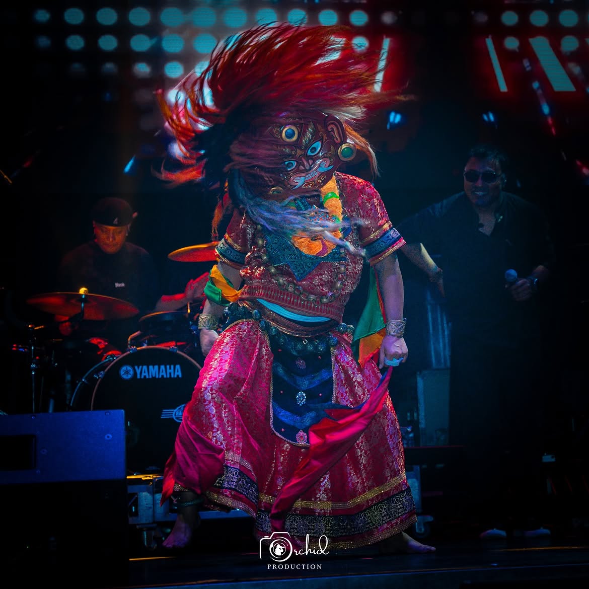Rock guitarist performing live
